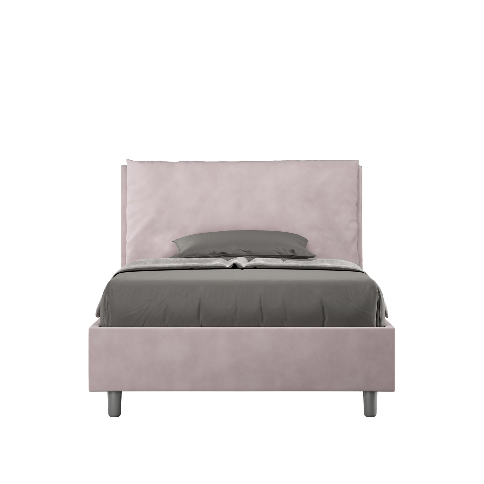 Letto una piazza e mezza rivestito in Microfibra - ANTEA Colore: Glicine, Tipologia Letto: Con Rete, Dimensione Rete: 130x210