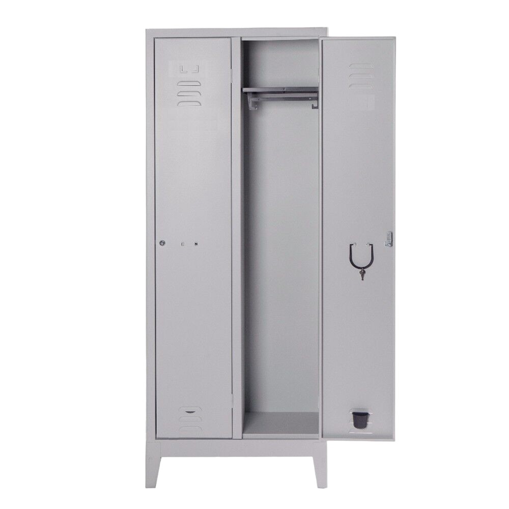 ARMADIO ARMADIETTO SPOGLIATOIO 2 POSTI METALLO 68 x 34 x H179 Cm PRATIKO GRIGIO