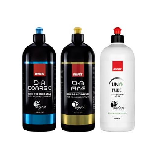 KIT PASTE PER LE 3 FASI LUCIDATURA RUPES DA COARSE + DA FINE + UNO PURE  3X1 LT