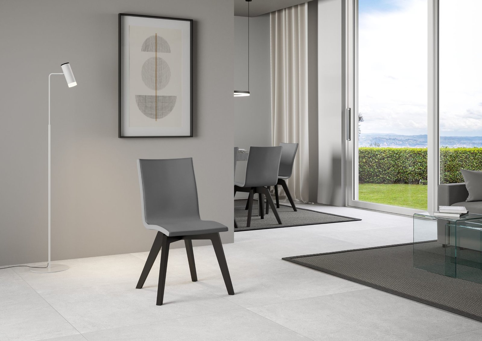 Sedia per tavolo da pranzo moderna - TRUDY Colore: Grigio-Antracite