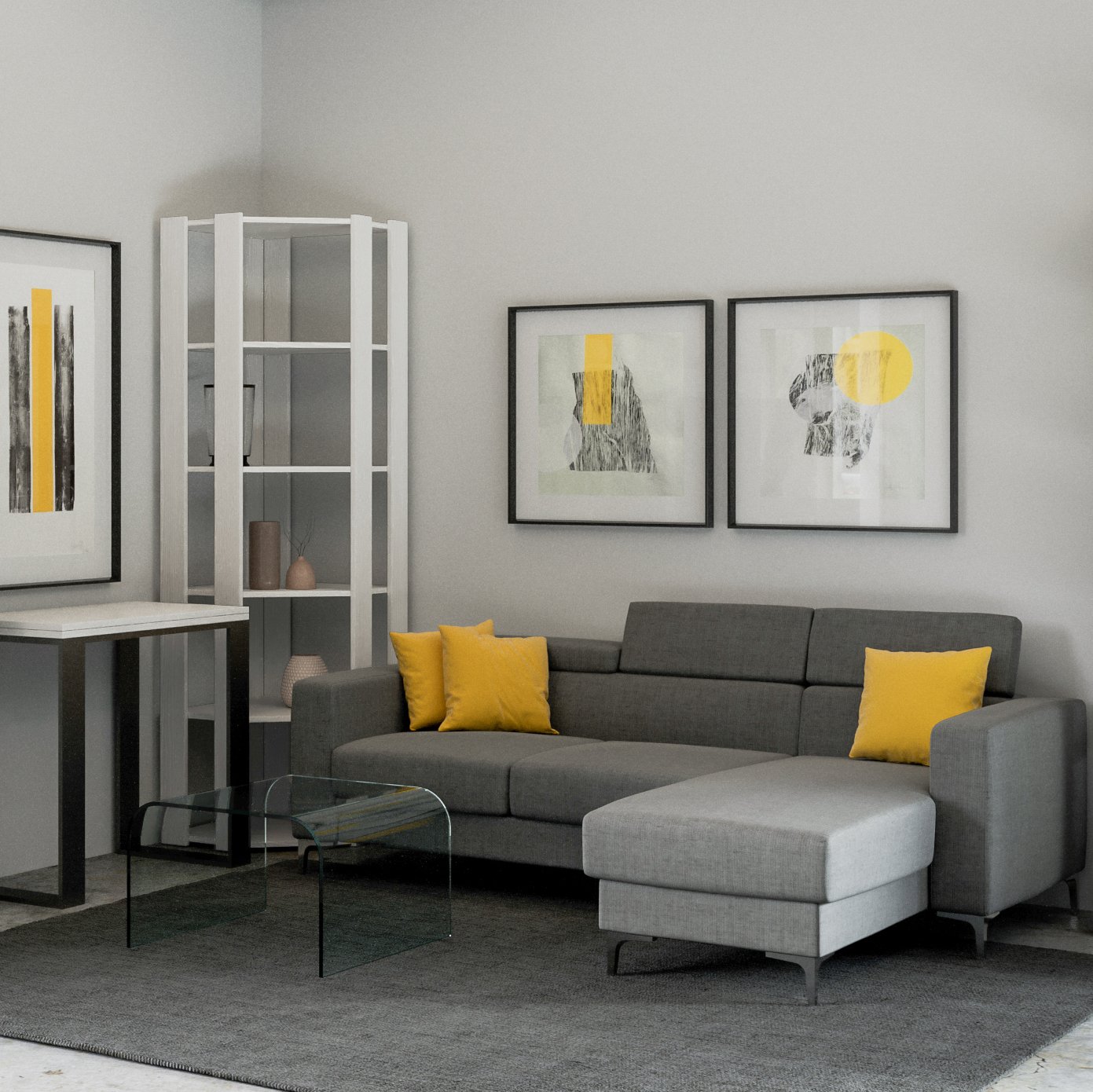 Libreria ad angolo - KATO ANGOLO Composizione: B, Colore: Bianco Frassino, Dimensioni: L.60,3 P.60,3 H.205