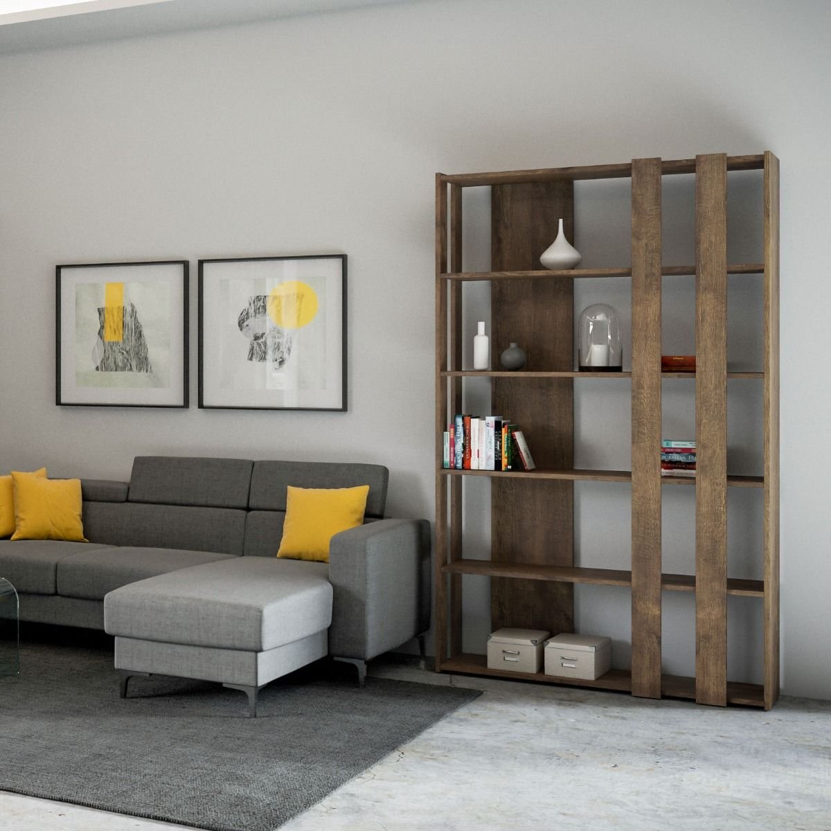 Libreria a fasce - KATO Colore: Noce, Composizione: B, Dimensioni: L.120 P.36 H.204