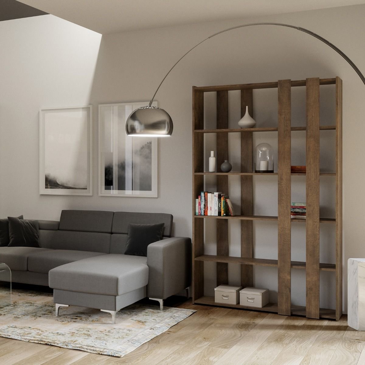 Libreria a fasce - KATO Composizione: A, Colore: Noce, Dimensioni: L.120 P.36 H.204