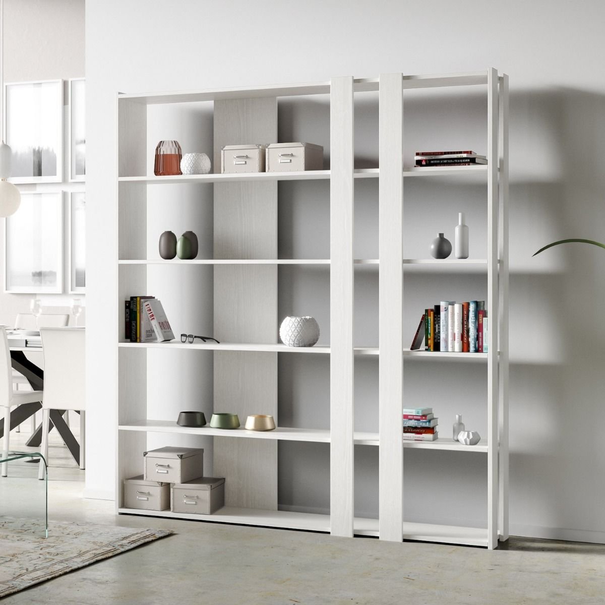 Libreria a fasce - KATO Dimensioni: L.178 P.36 H.204, Colore: Bianco Frassino, Composizione: C