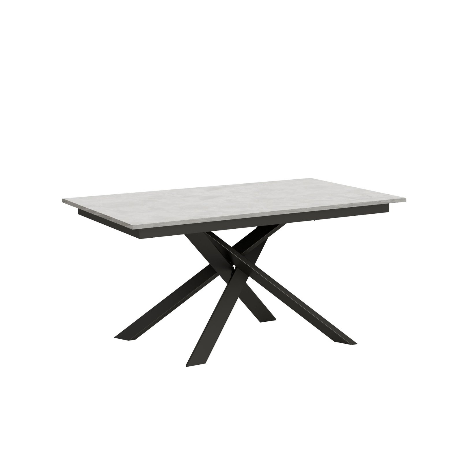 Tavolo Allungabile - GANTY Colore: Bianco Spatolato, Bordo: In tinta, Telaio: Antracite, Dimensioni: 90x160/220