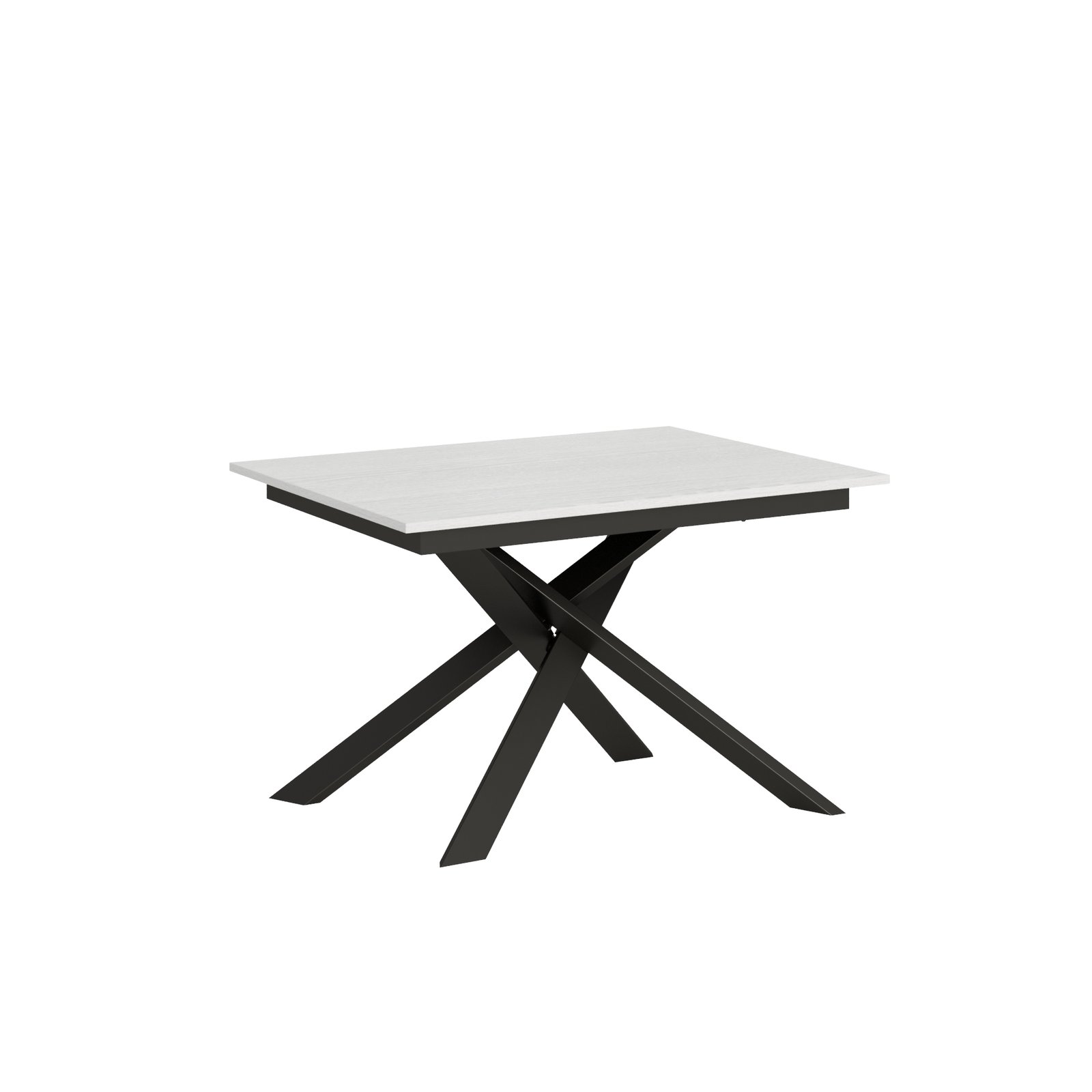 Tavolo Allungabile - GANTY Colore: Bianco Frassino, Dimensioni: 90x120/180, Bordo: In tinta, Telaio: Antracite