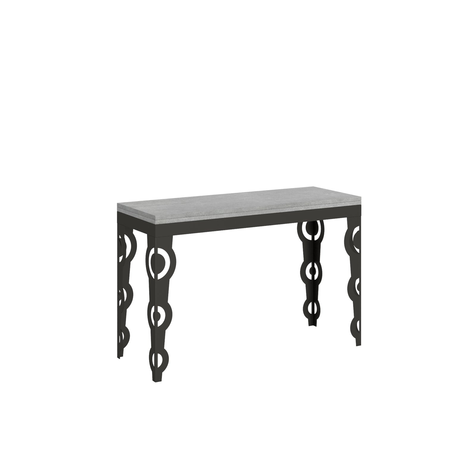 Tavolo Apribile a Libro - KARAMAY DOUBLE Dimensioni: 45x120/90, Telaio: Antracite, Colore: Cemento