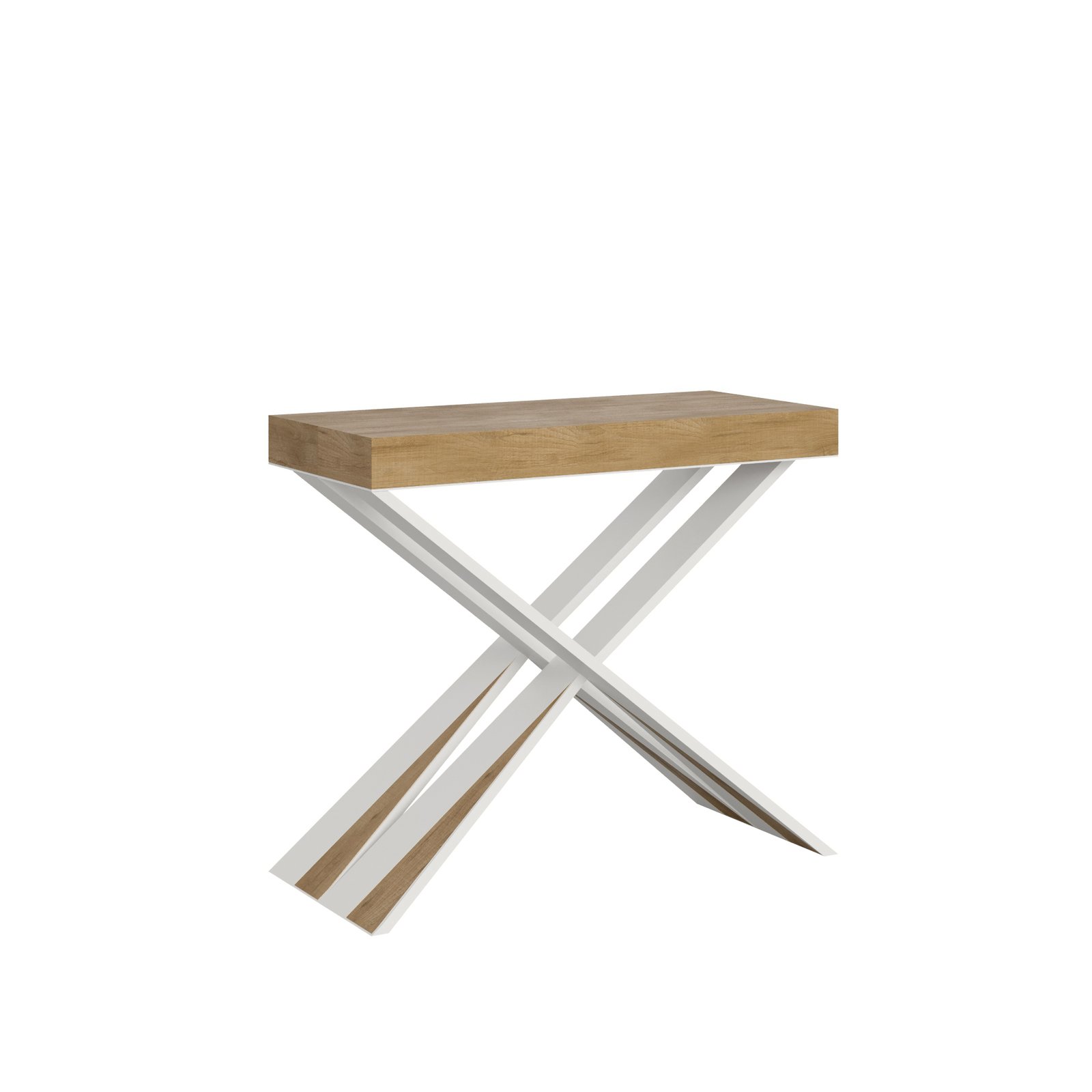 Consolle allungabile - DIAGO Colore: Quercia Natura, Telaio: Bianco, Dimensioni: 90x40/300