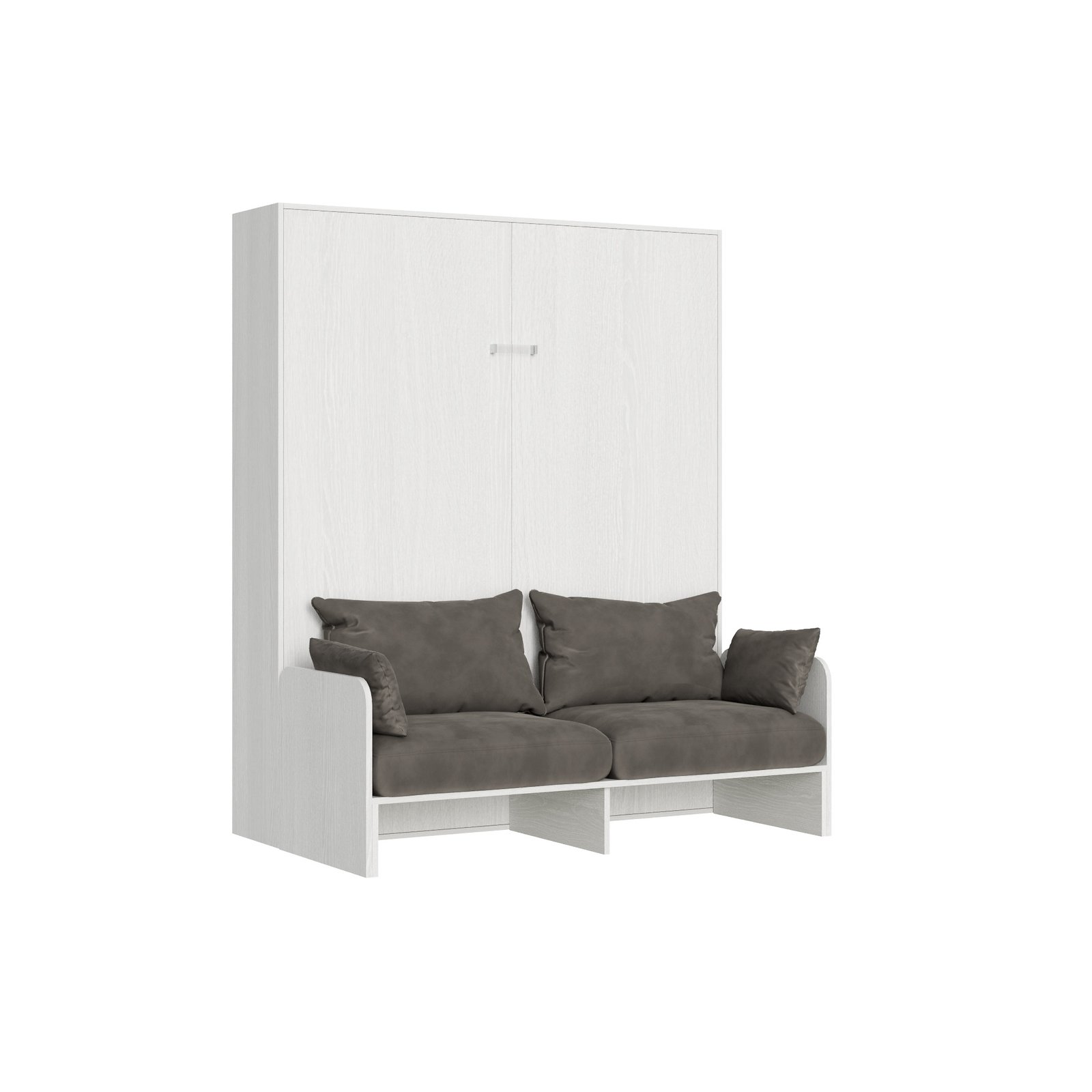 Letto matrimoniale a scomparsa 160 verticale Sofà - KENTARO Colore: Bianco Frassino