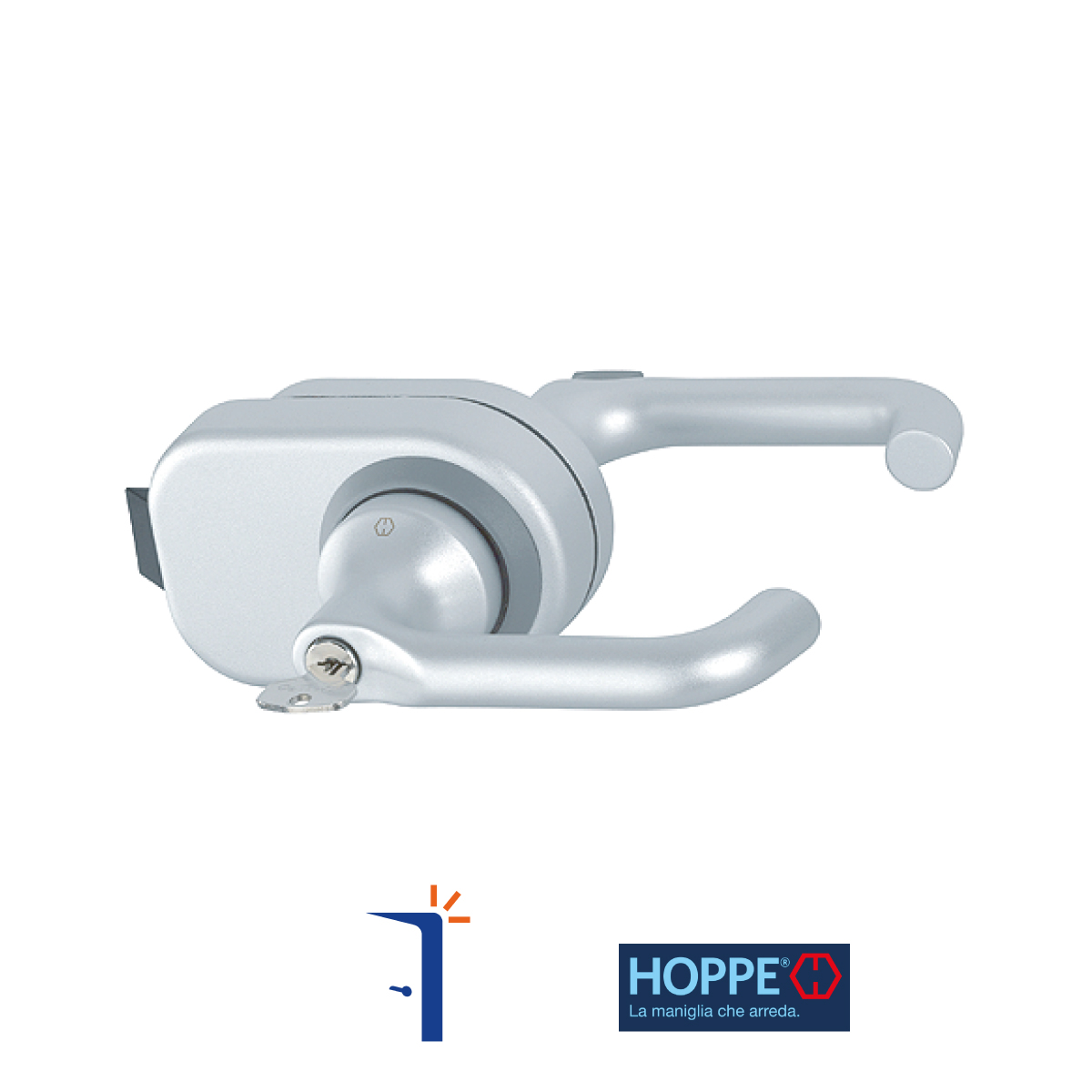 Maniglia per porta vetro cristallo HOPPE Paris in alluminio con cilindro