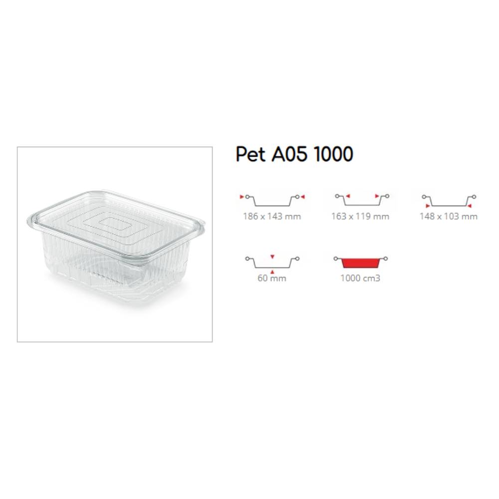 VASCHETTE RETTANGOLARI CON COPERCHIO IN PET - PZ. 100 - Foto 3 di 6