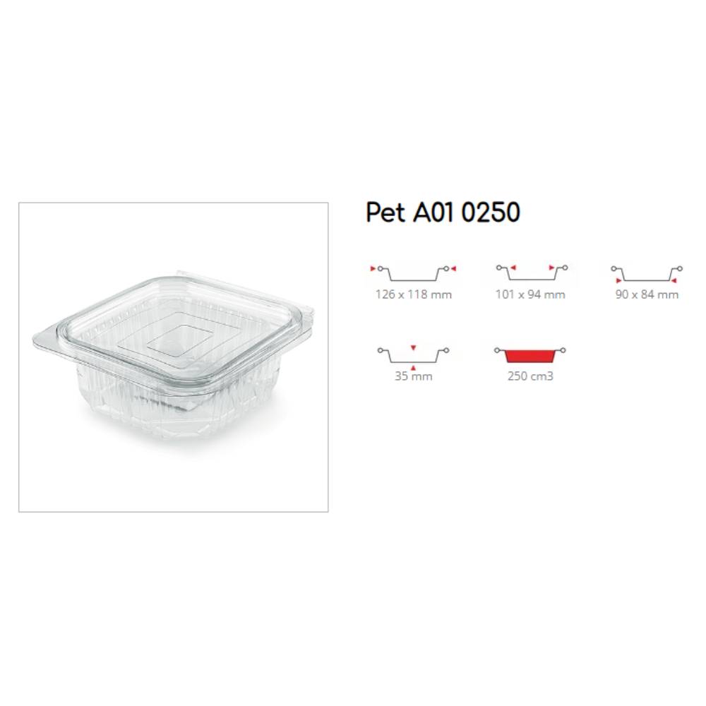 VASCHETTE RETTANGOLARI CON COPERCHIO IN PET - PZ. 100 - Foto 2 di 6