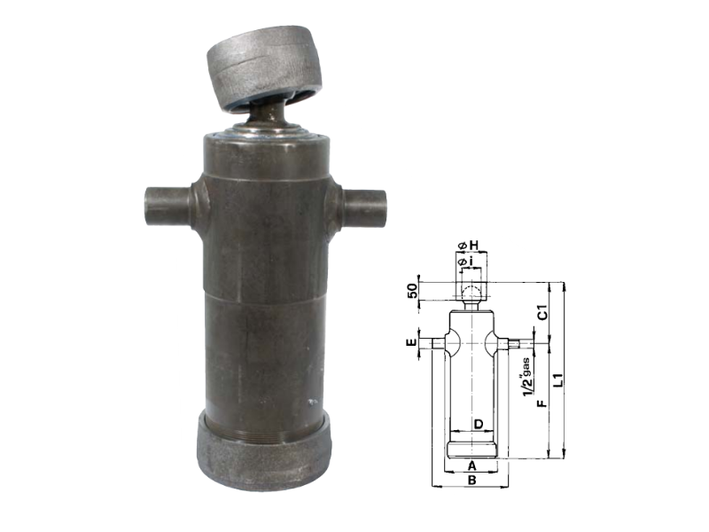 Cilindro telescopico idraulico con attacco a sfera Cermag sfilate 3 - 60727