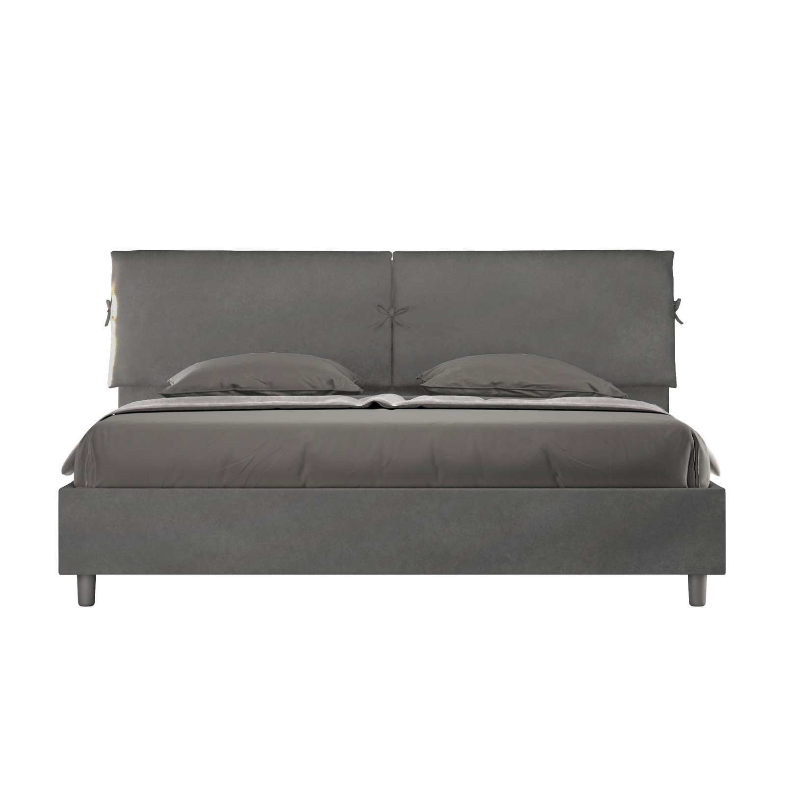 Letto Matrimoniale King size rivestito in Microfibra - MADOS Dimensione Rete: 200x210, Colore: Grigio, Tipologia Letto: Con Rete e Contenitore