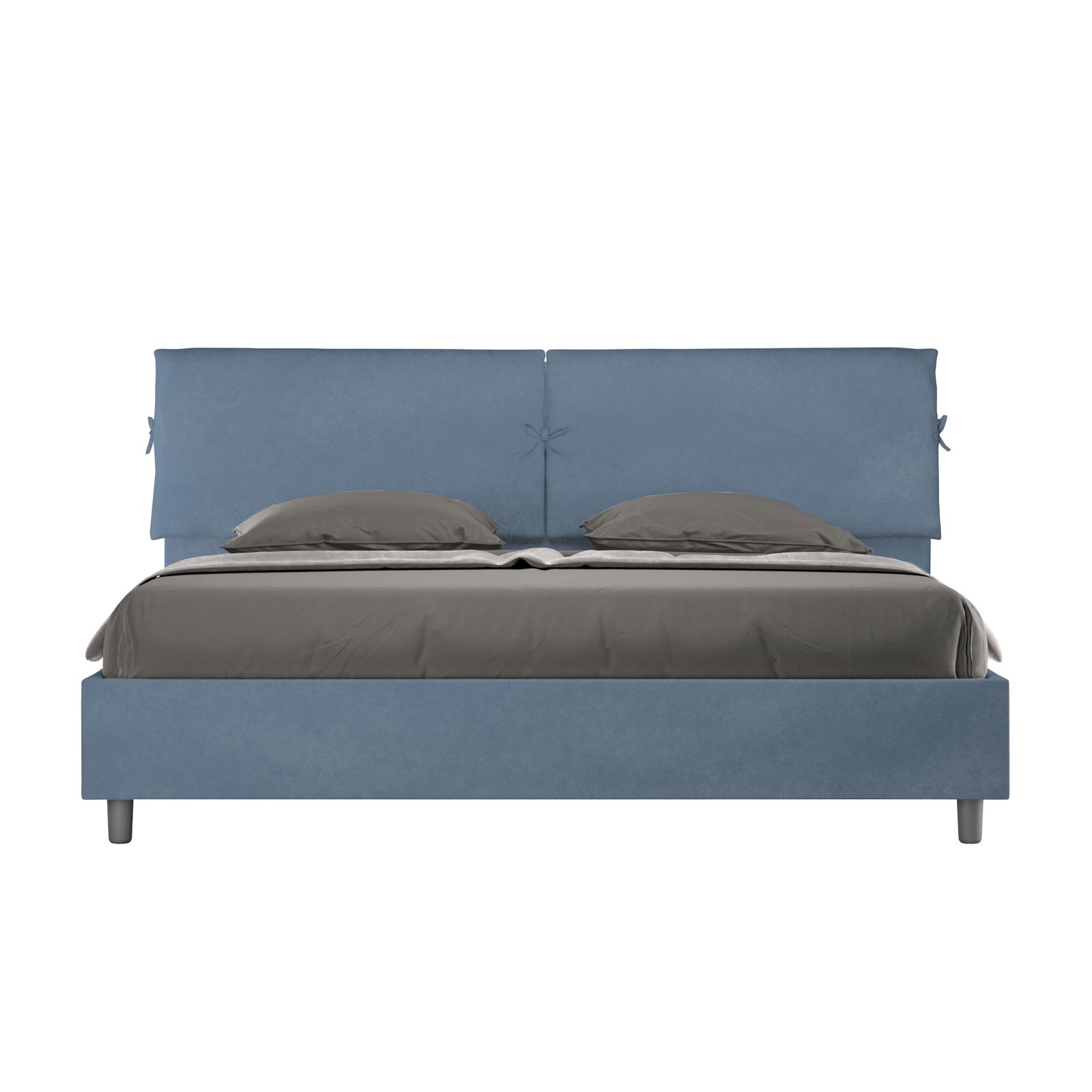Letto Matrimoniale King size rivestito in Microfibra - MADOS Dimensione Rete: 200x210, Colore: Blu, Tipologia Letto: Con Rete e Contenitore