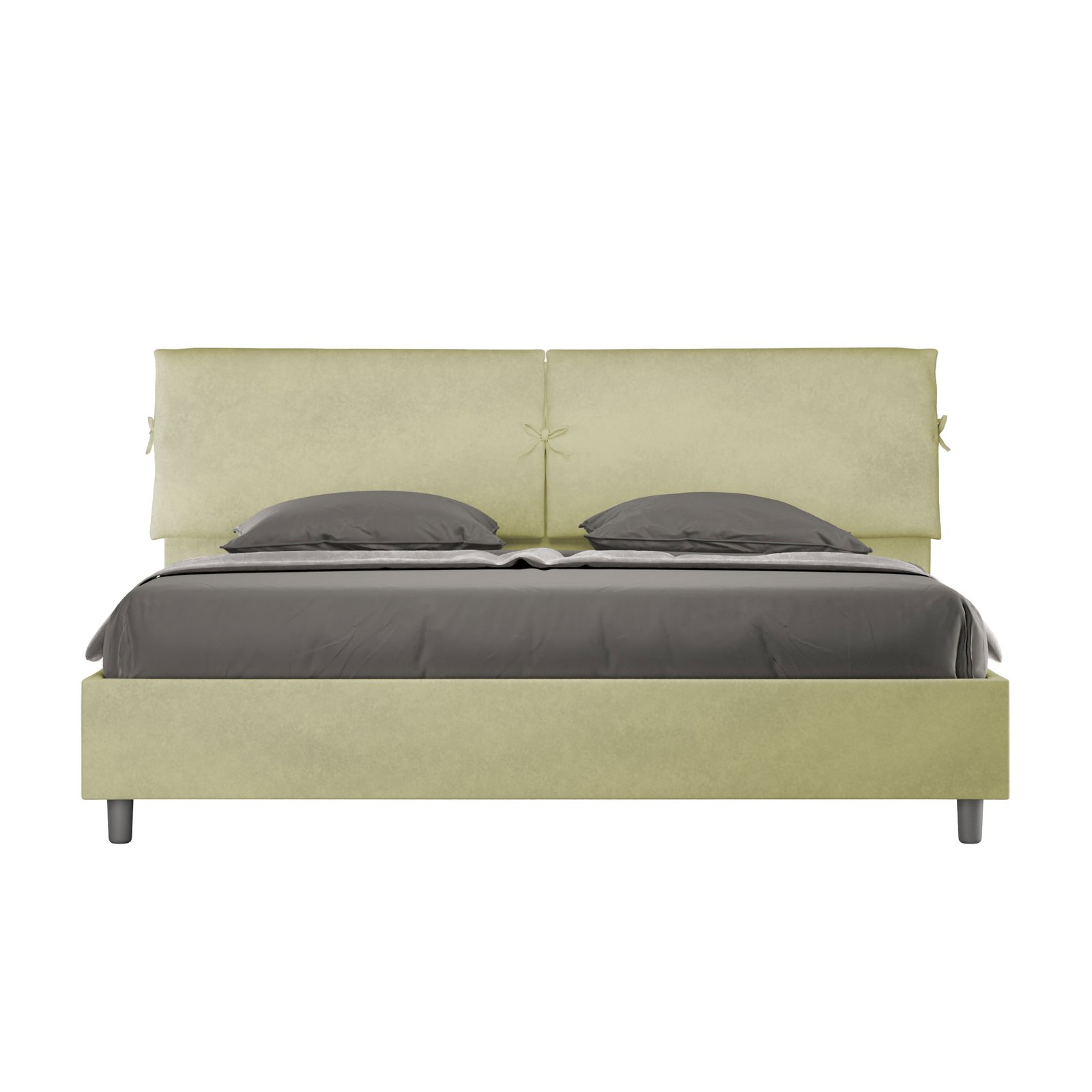 Letto Matrimoniale King size rivestito in Microfibra - MADOS Colore: Tè verde, Dimensione Rete: 200x210, Tipologia Letto: Con Rete e Contenitore