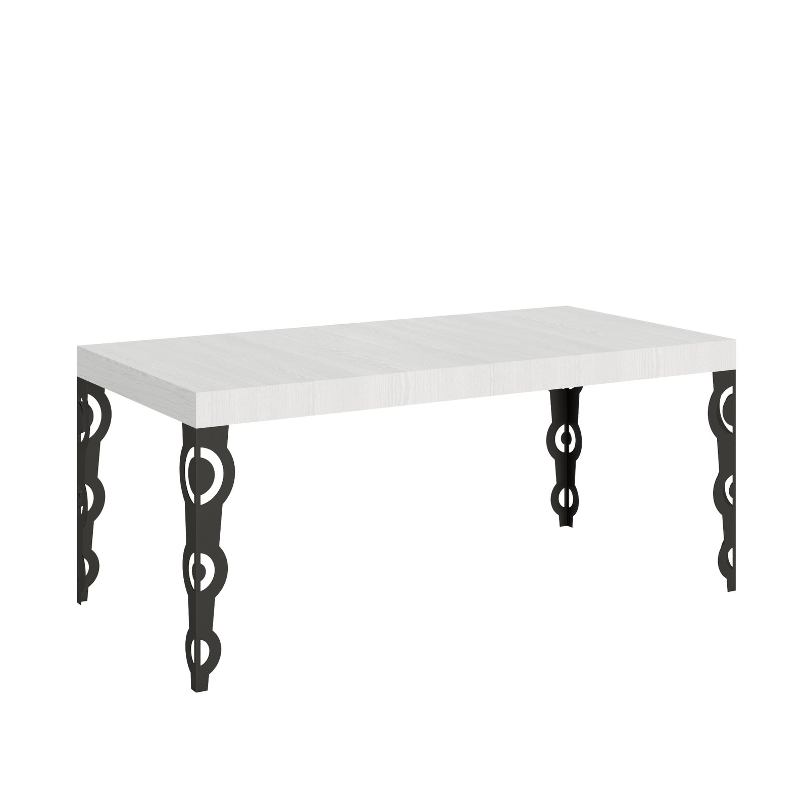 Tavolo da pranzo Allungabile - KARAMAY Dimensioni: 90x180/284, Bordo: In tinta, Colore: Bianco Frassino