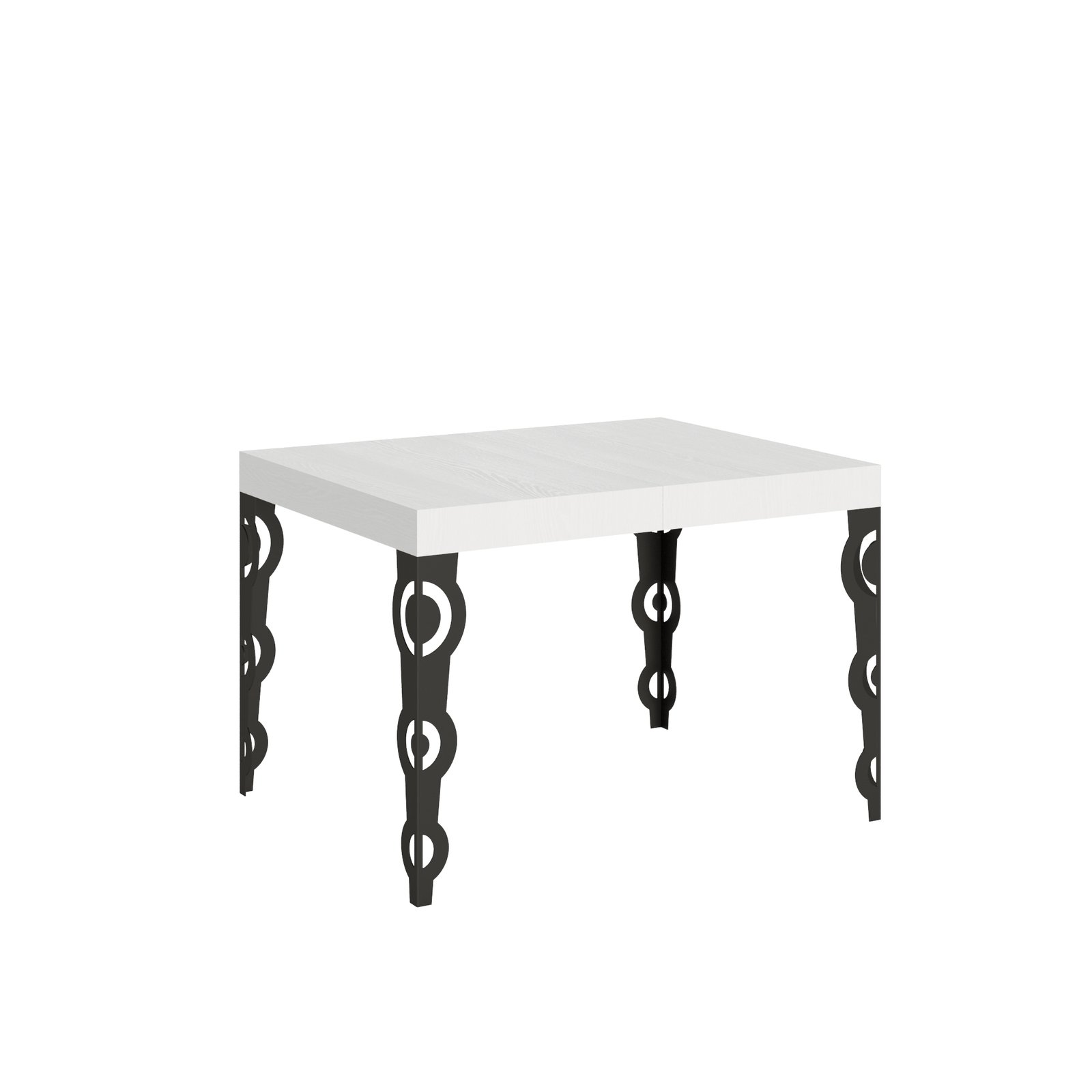 Tavolo da pranzo Allungabile - KARAMAY Dimensioni: 70x110/194, Bordo: In tinta, Colore: Bianco Frassino