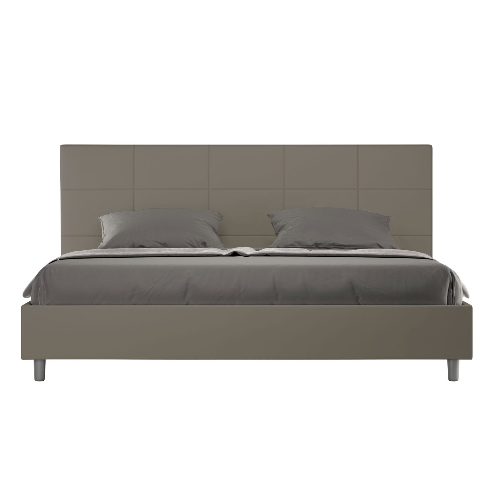 Letto Matrimoniale King size rivestito in Similpelle - MIKA Tipologia Letto: Senza Rete, Dimensione Rete: 180x210, Colore: Cappuccino