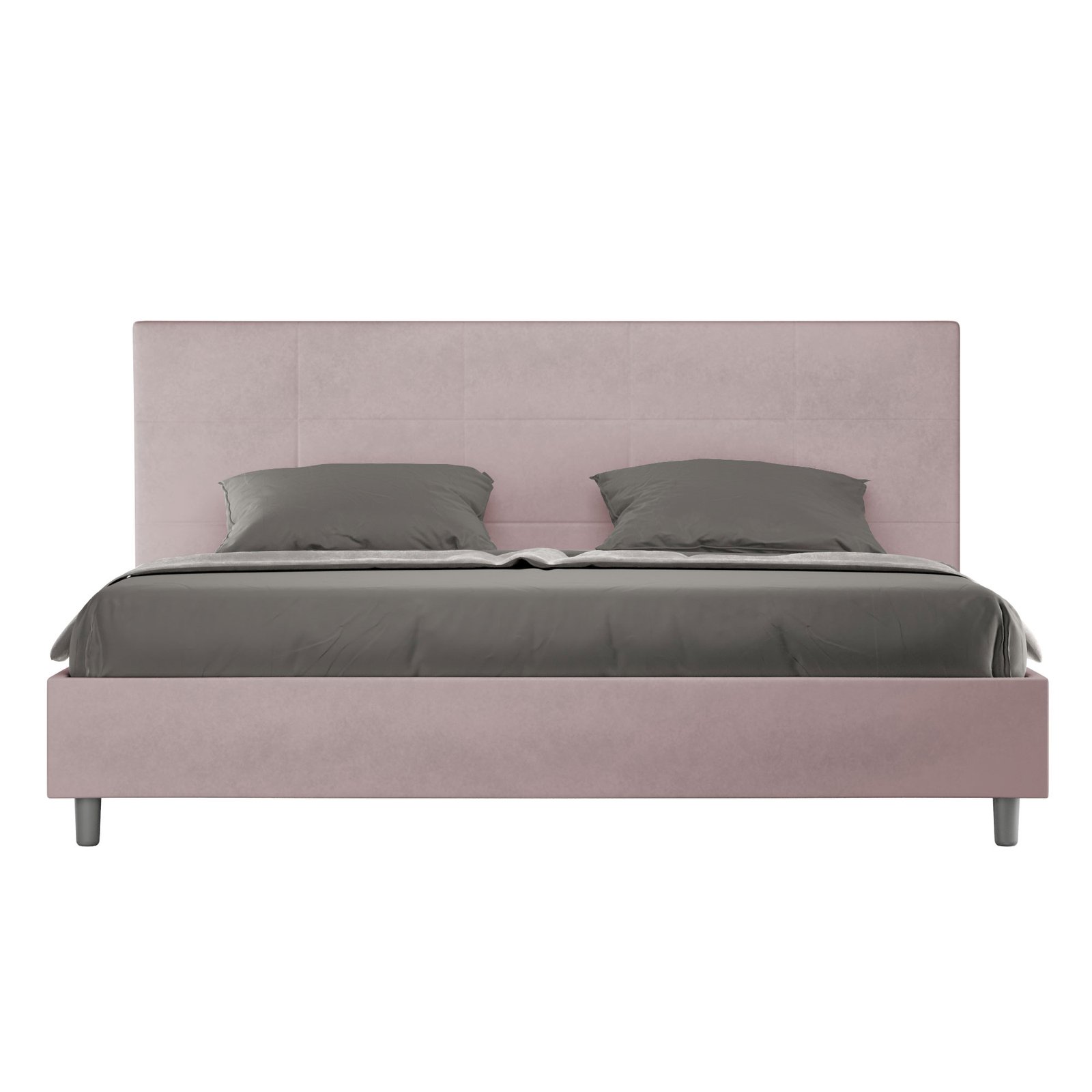 Letto Matrimoniale King size rivestito in Microfibra - MIKA Tipologia Letto: Con Rete e Contenitore, Dimensione Rete: 180x200, Colore: Glicine