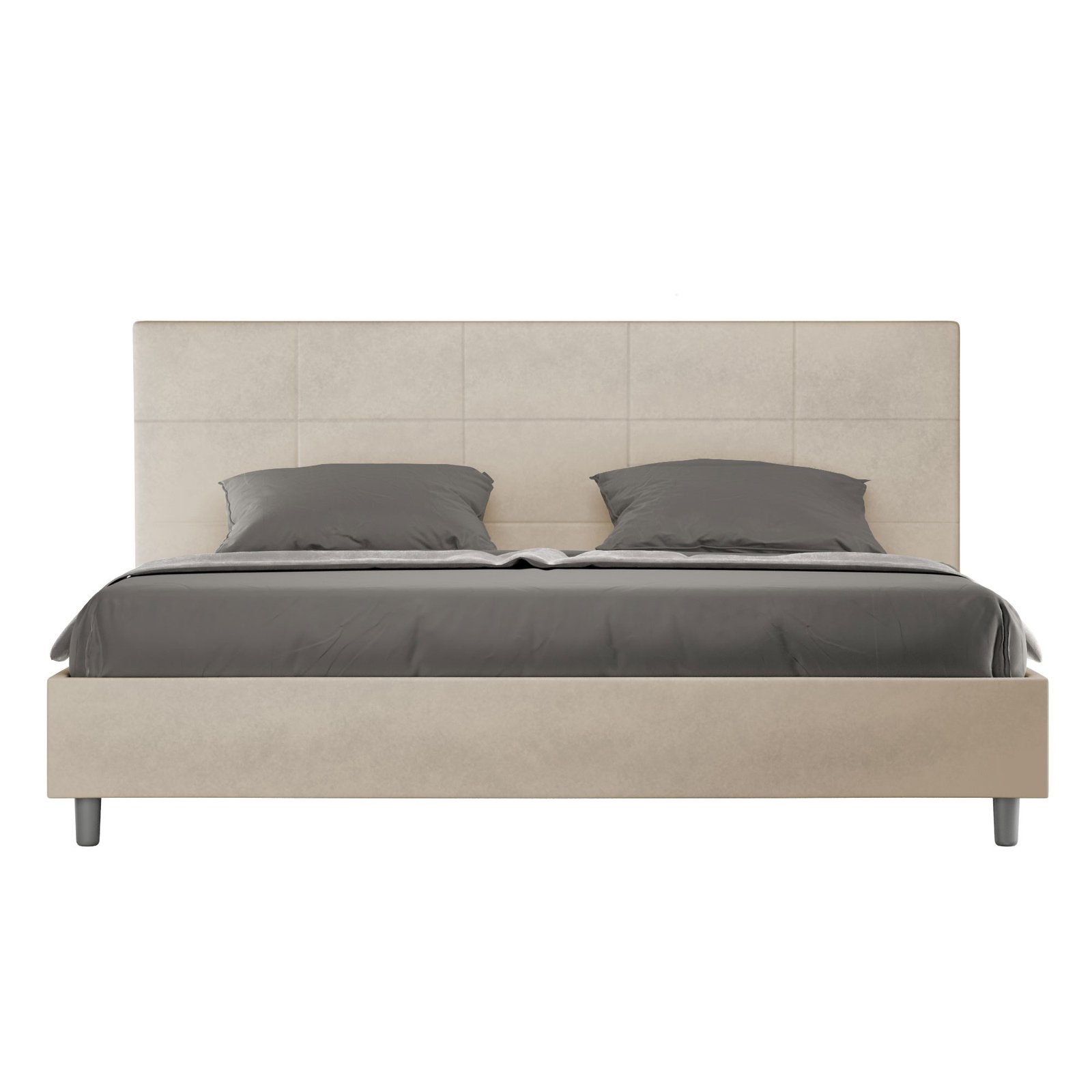 Letto Matrimoniale King size rivestito in Microfibra - MIKA Colore: Sabbia, Dimensione Rete: 190x200, Tipologia Letto: Senza Rete