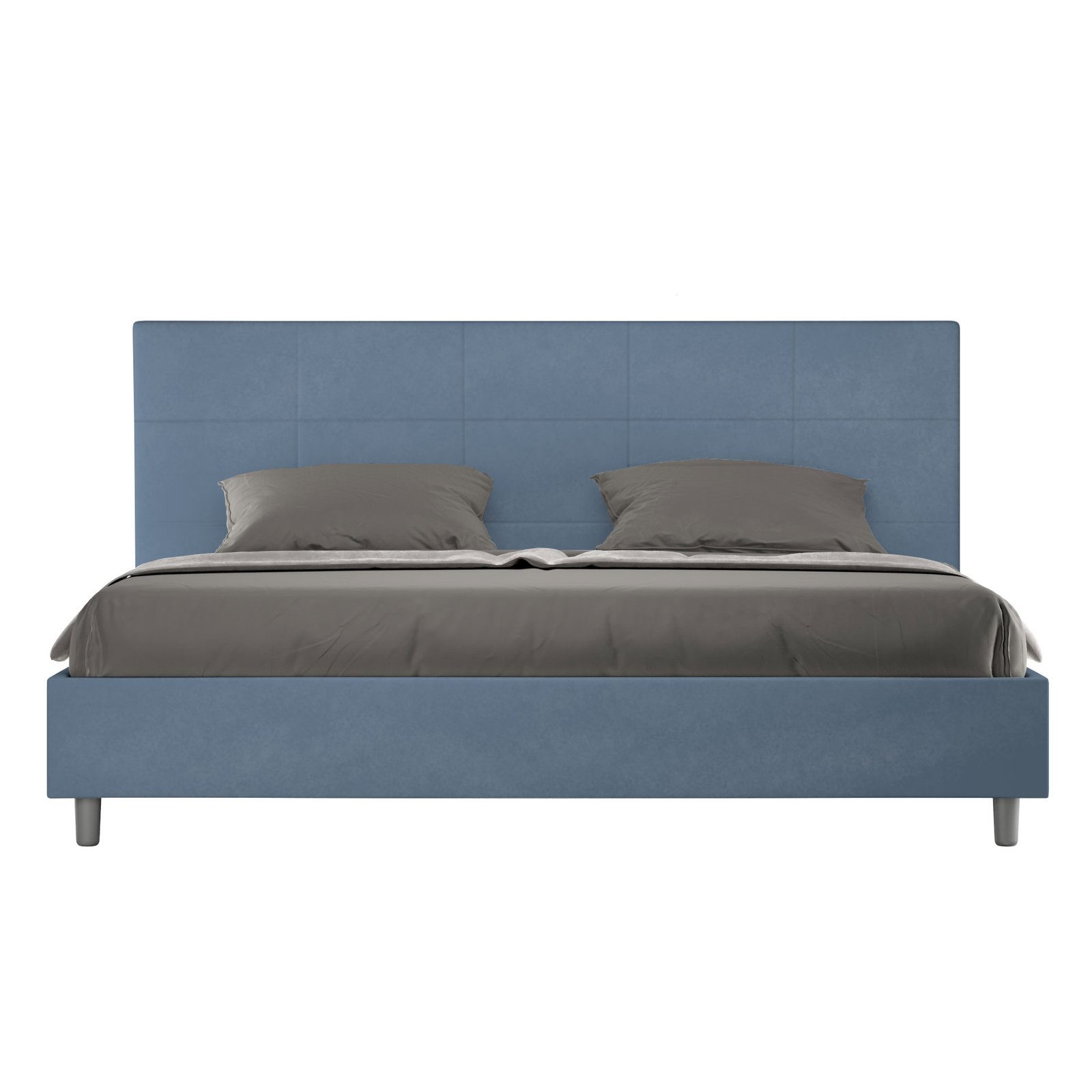 Letto Matrimoniale King size rivestito in Microfibra - MIKA Colore: Blu, Tipologia Letto: Con Rete e Contenitore, Dimensione Rete: 180x200