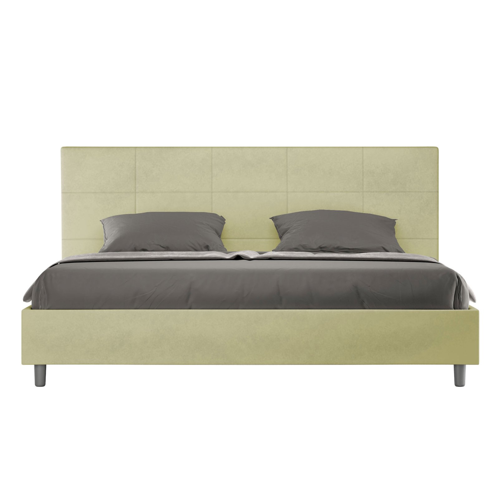 Letto Matrimoniale King size rivestito in Microfibra - MIKA Tipologia Letto: Con Rete e Contenitore, Dimensione Rete: 180x200, Colore: Tè verde