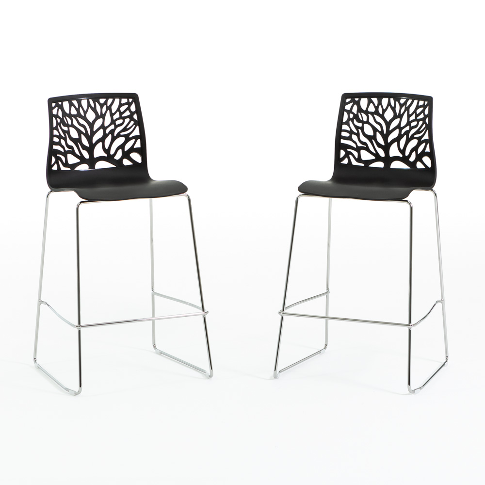 Set 2 Sgabelli Cucina Bar Seduta in Polipropilene h 65 cm gambe acciaio FLORA XL