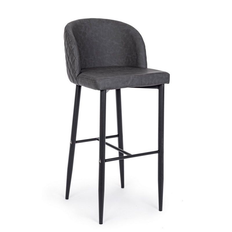 Image of Sgabello bar chris pu grigio scuro 47x52x77.5-110h cm
