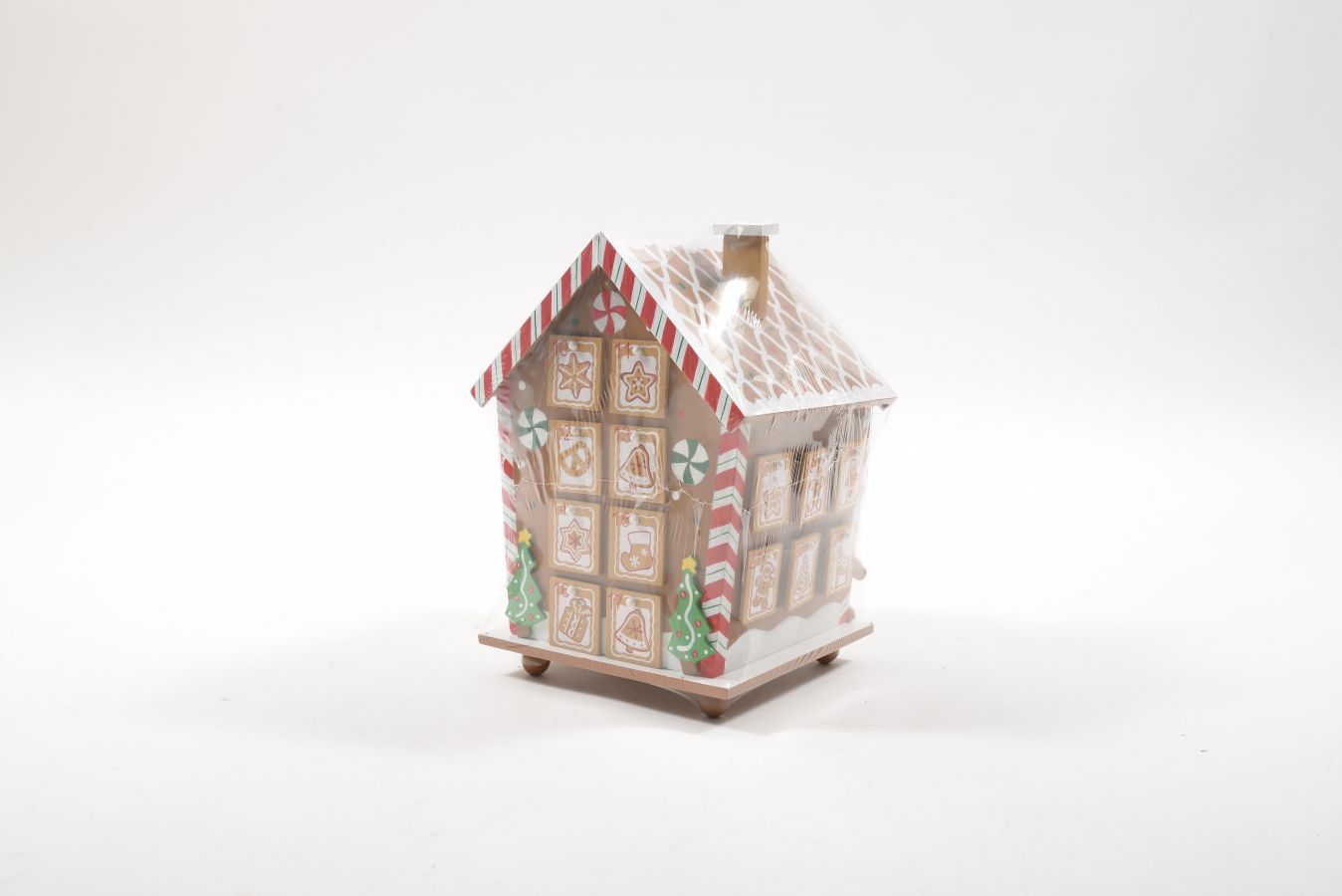 Mobiletto calendario dell' avvento "ginger house" in legno h.26x17x17cm