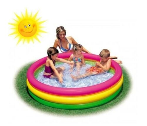 Image of PISCINA GONFIABILE 24&#39;&#39; PER BAMBINI 3 ANELLI COLORATI MARE GIARDINO BAMBINI