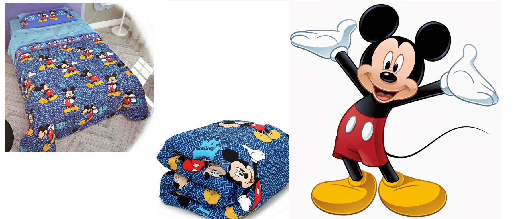 Image of PIUMONE DISNEY TOPOLINO MICKEY TRAPUNTA SINGOLO MORBIDA SOFFICE UNA PIAZZA