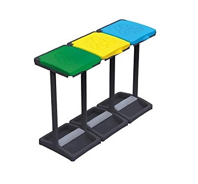 Image of PORTARIFIUTI PER RACCOLTA DIFFERENZIATA 3 p. cm 98 x 36 x 82 gia./ver./azz. DP.8035053
