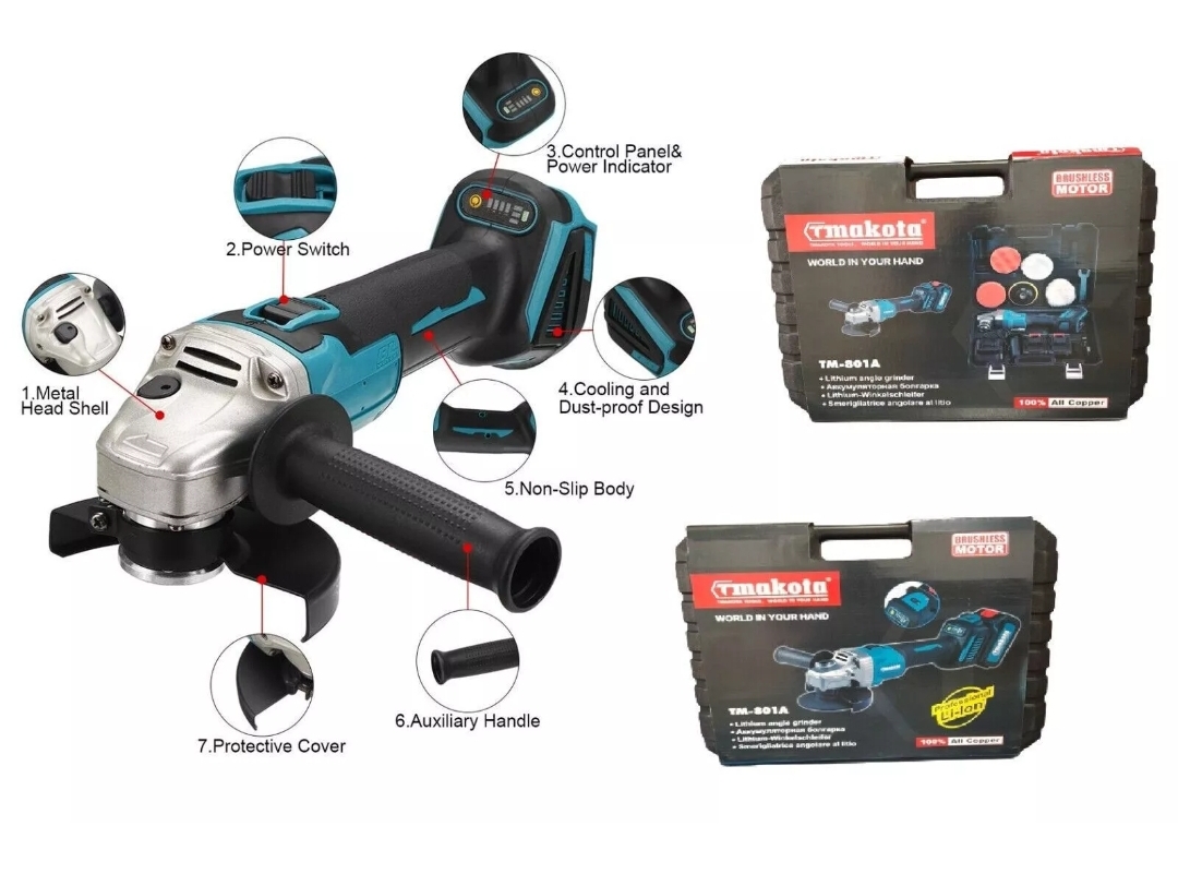 Image of Smerigliatrice Angolare a Doppia Batteria 68v Flex Lucidatrice TMakota TM-801A
