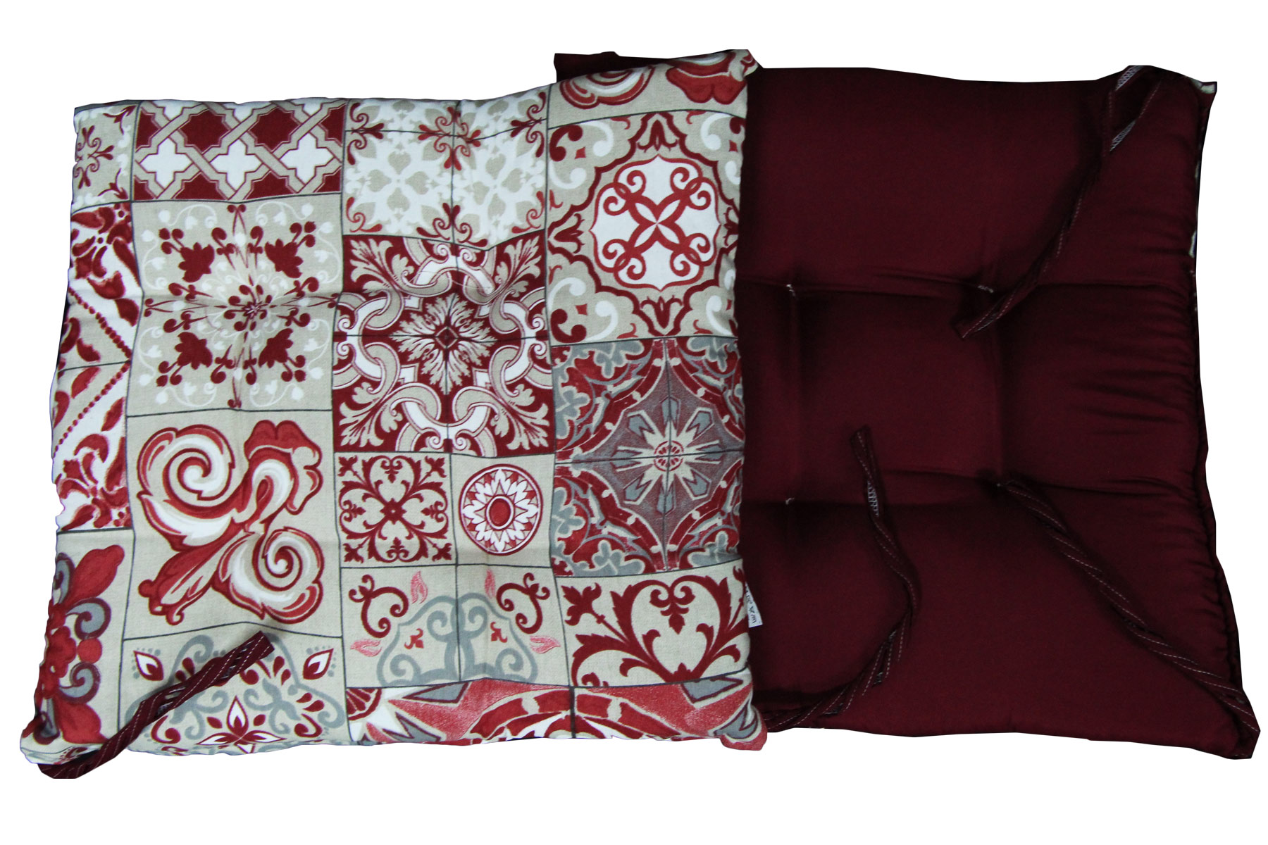 Coppia Cuscini Rotondi Per Sedie Da Cucina - Imbottiti Con Elastico, Diametro 40cm, Bordeaux - Foto 6