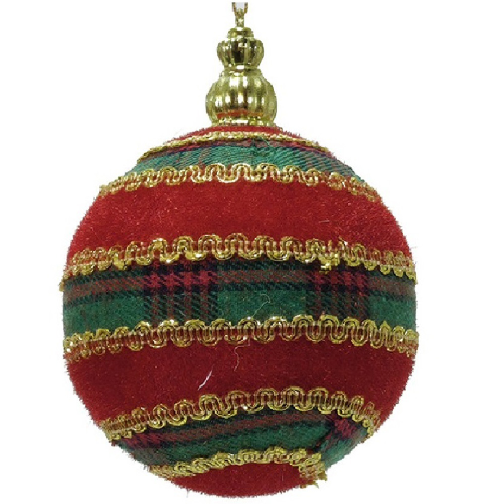 Palline Decorative per Albero di Natale Set di 12 in Stile Scozzese 8 cm rosse