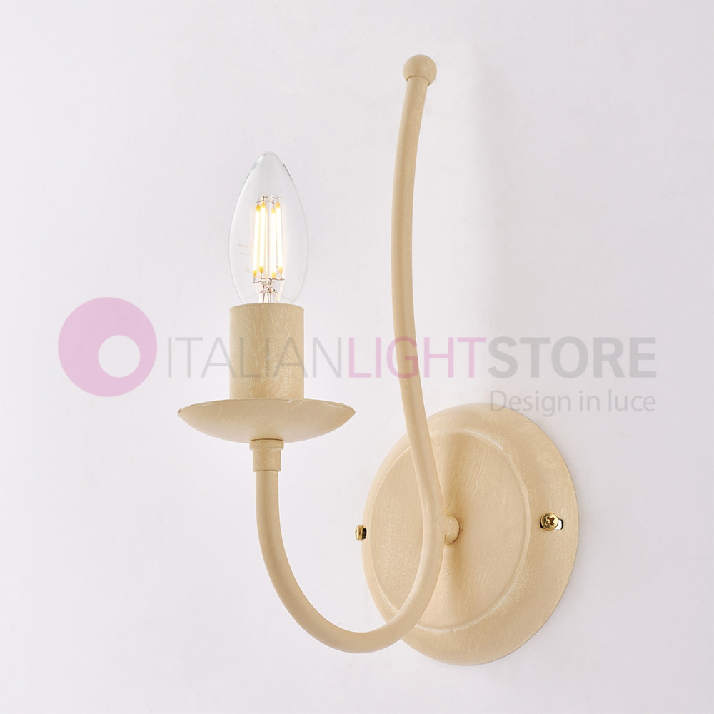 BAJA Applique a Parete Candelabro Ferro Rustico Avorio decapè