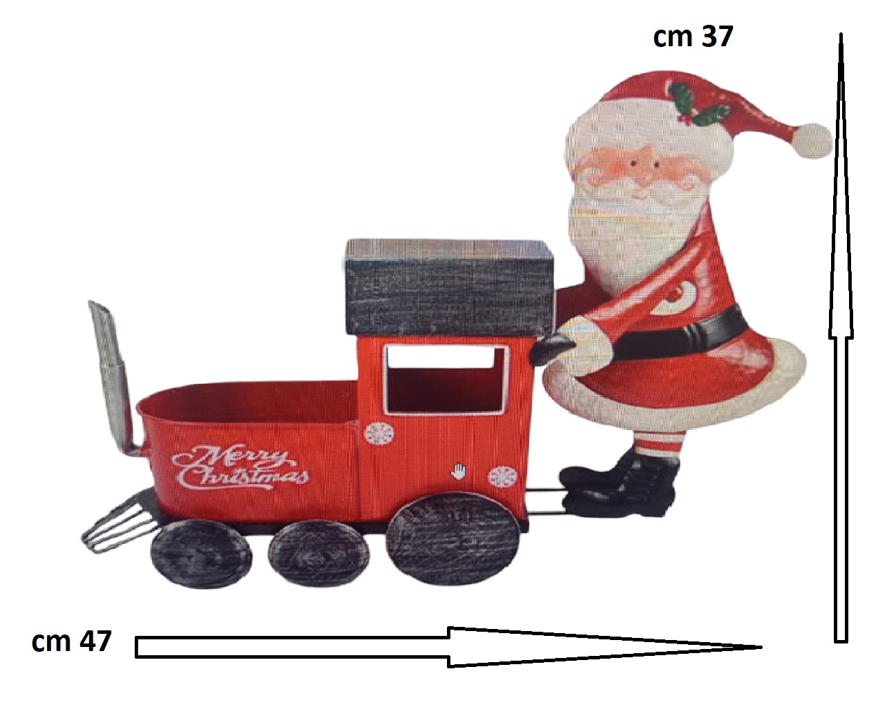 Trenino di Babbo Natale rosso  in Latta Lungo cm 47 Porta Doni ai Bambini