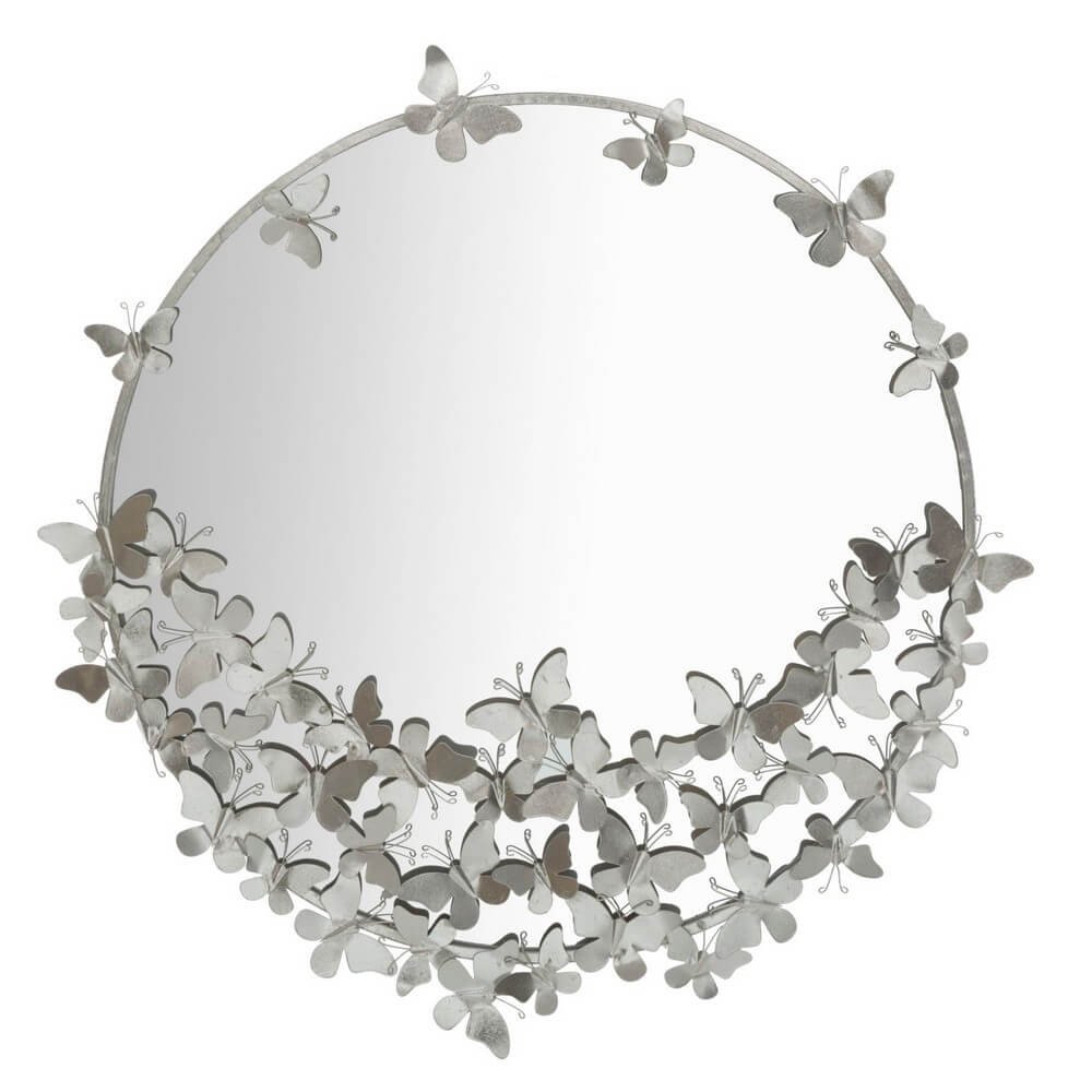 Image of Specchio Farfalle Rotondo Argento diam 91 cm - FARFALLE ROUND SILVER