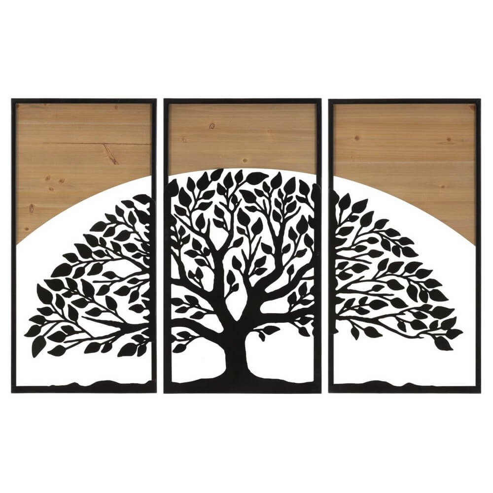 Image of Decorazione Parete Arco Ferro e Legno Set 3 Pezzi cm 105X2X70 (35X2X70) - ARC
