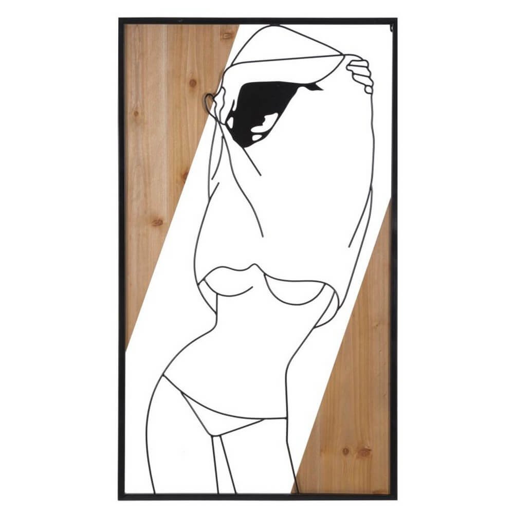 Image of Decorazione Parete Ferro e Legno cm 50X2X90 - STRIP