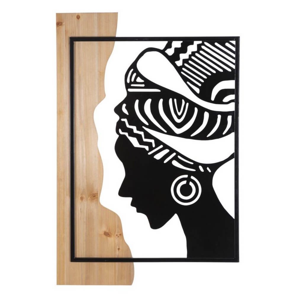 Image of Decorazione Parete Muro Tribale Ferro e Legno cm 53X2X80 - TRIBAL