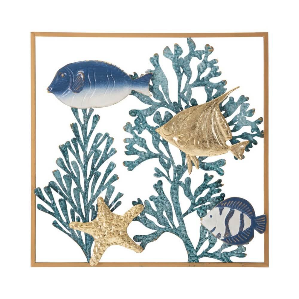 Image of Decorazione Parete Ferro Pesce cm 50,2X3,8X50,2 - FISH