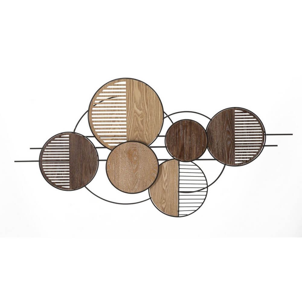 Image of Decorazione Parete Ferro Legno cm 134X4X69,2 - WOODY