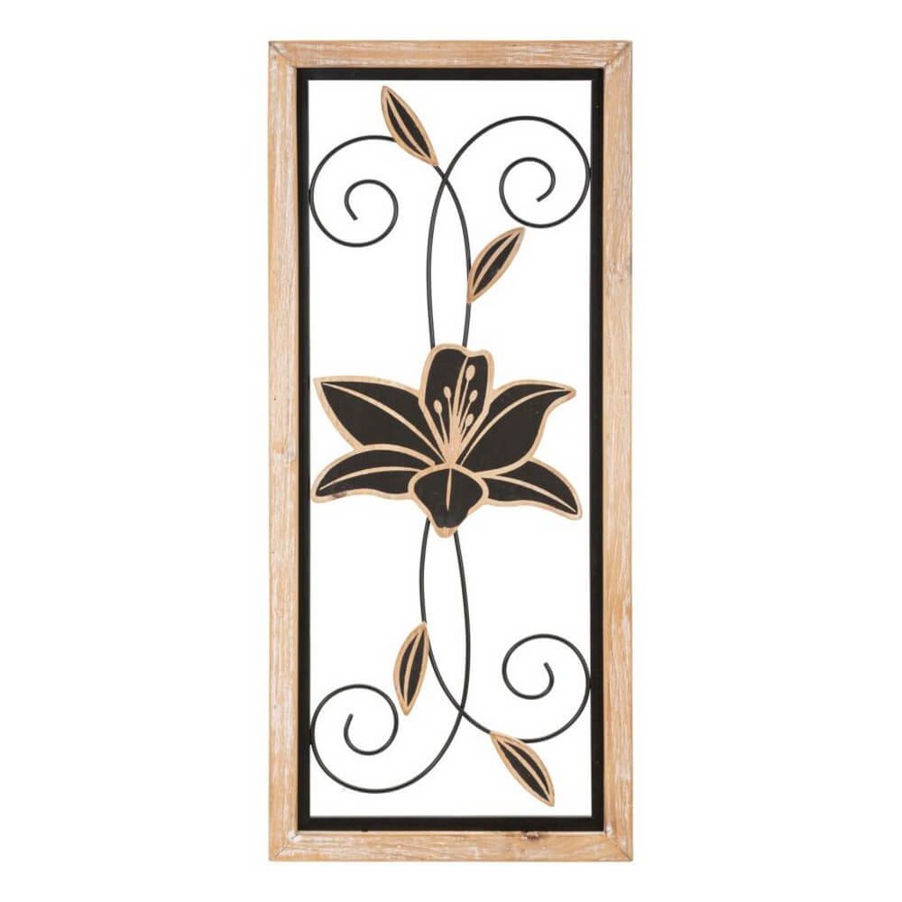 Image of Decorazione Parete Ferro e Legno Komancm 26X2,5X60 - KOMAN