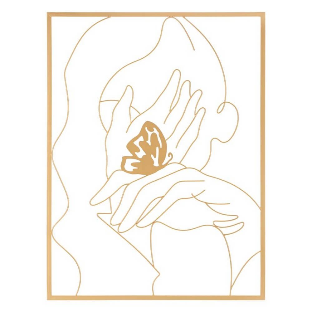 Image of Decorazione Parete Ferro Mani sul Viso cm 60X80 - HANDS ON FACE