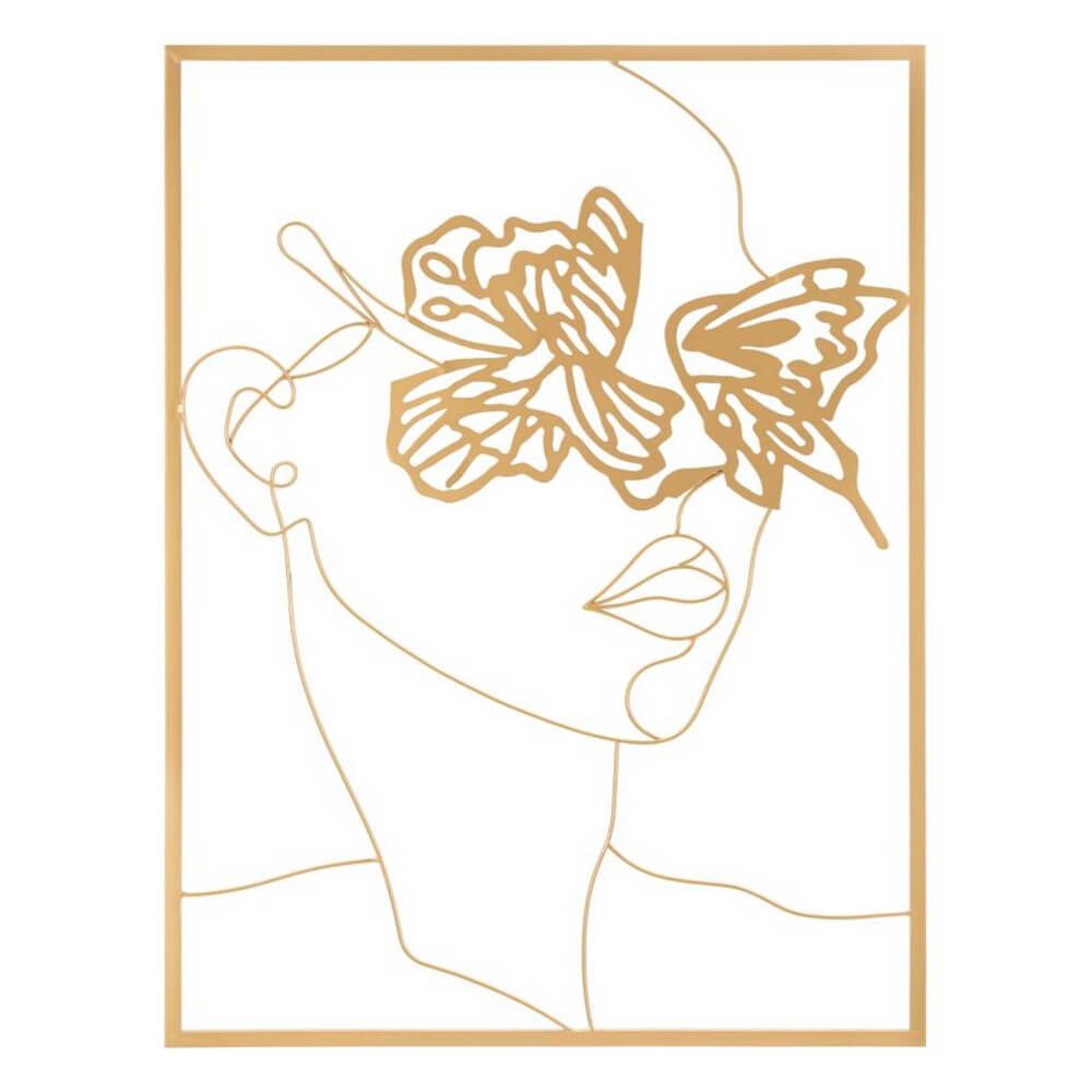 Image of Decorazione Parete Ferro Volto d&#39;Oro cm 60X80 - GOLD FACE