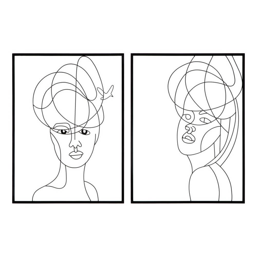 Image of Decorazione Parete Ferro Coppia Semplice cm 70X1X100 - WOMAN SIMPLY