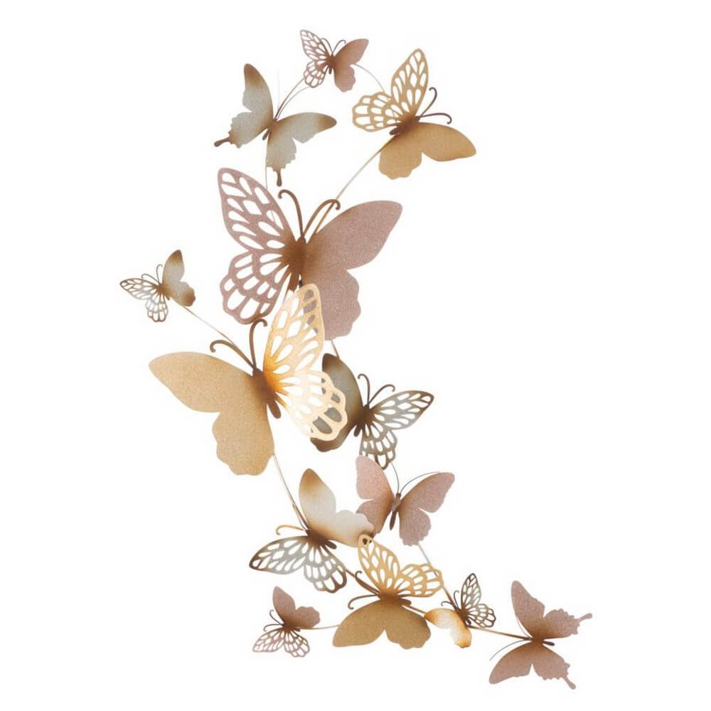 Image of Farfalla da Muro cm 43X2X35 - BUTTERFLIES ORO/ROSA
