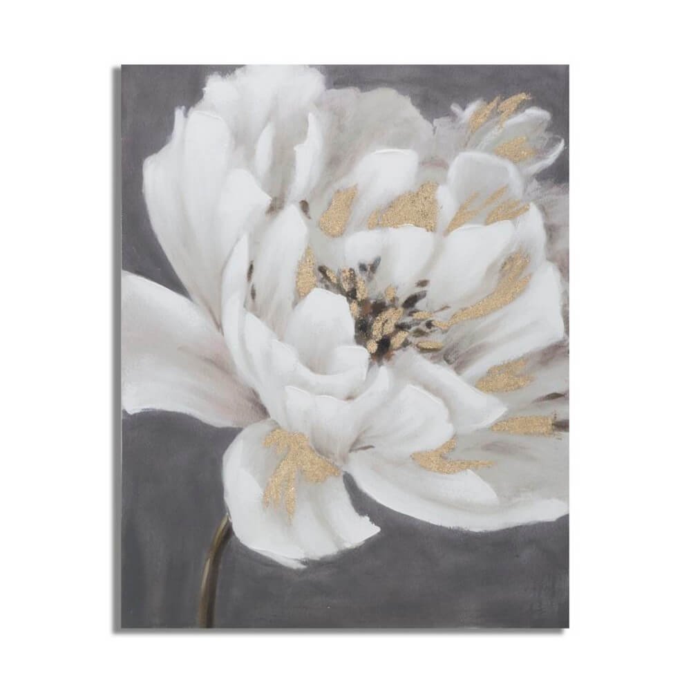 Image of Dipinto su tela albero semplice cm 80X3,8X120 - WHITE/GOLD FLOWER